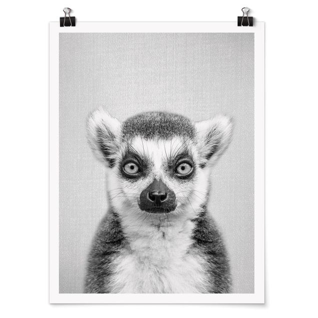 Poster riproduzione - Lemure Ludwig in bianco e nero