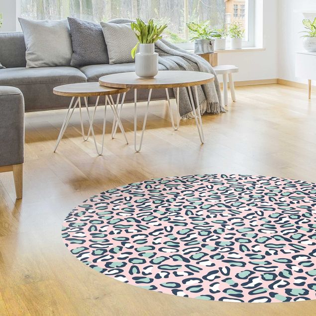 Tappeti e zerbini motivo pelo Motivo leopardato in pastello rosa e grigio