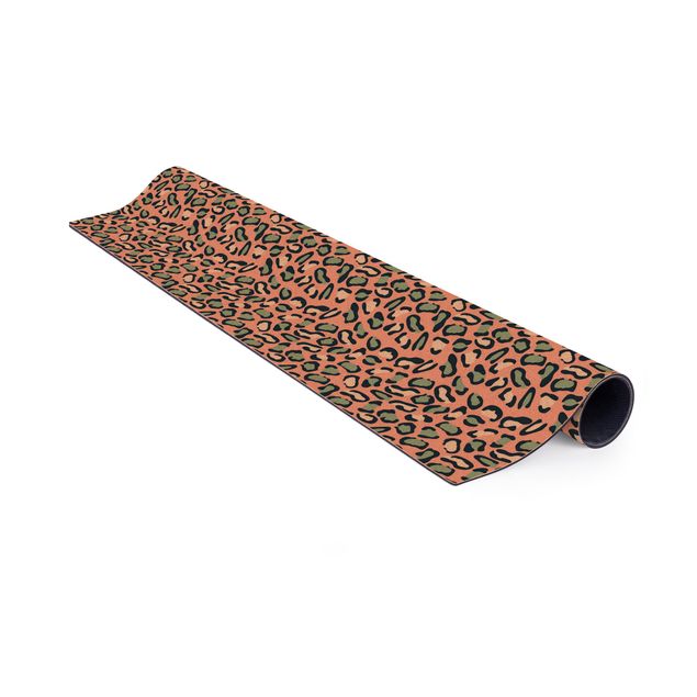 Tappeti bagno grandi Motivo leopardato in pastello rosa e grigio