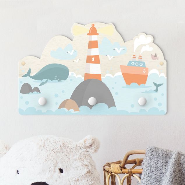 Wandgarderobe mit Tieren Kinderzimmer Faro e balene