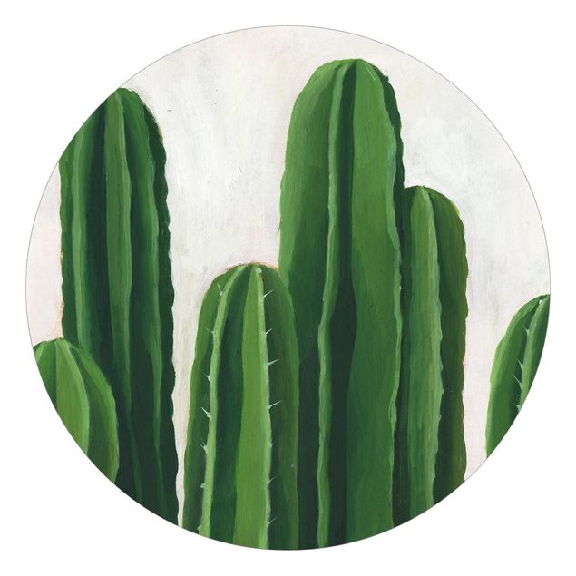 Carta da parati rotonda autoadesiva - piante preferite - Cactus