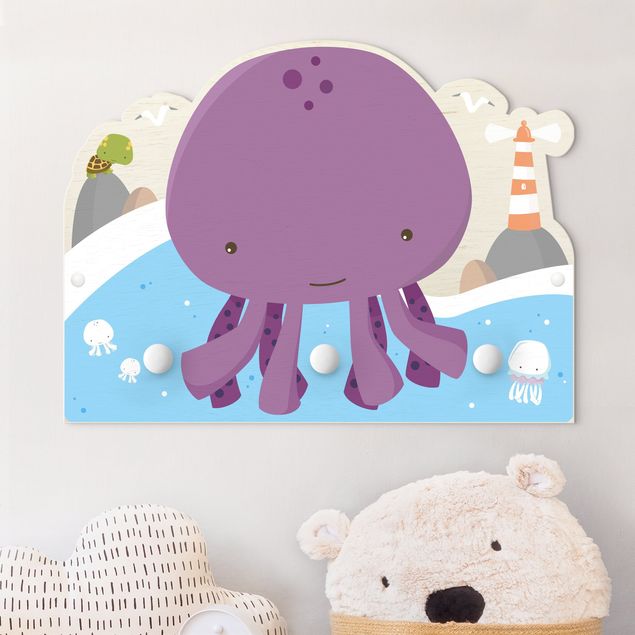 Wandgarderobe mit Tieren Kinderzimmer Calamaro viola
