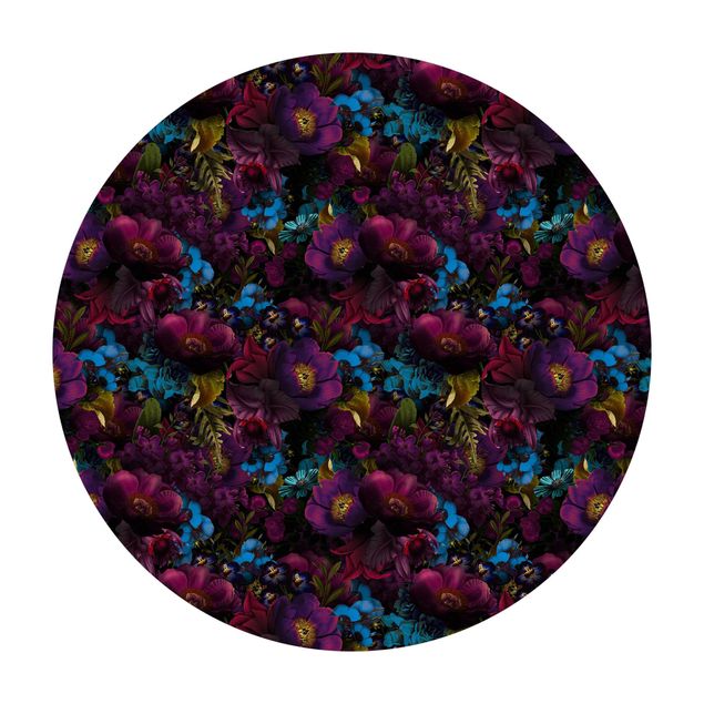 Tappeti in vinile grandi dimensioni Fiori viola con fiori blu