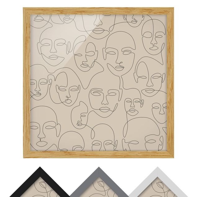 Poster con cornice - Line Art - Beauty Portraits in beige
