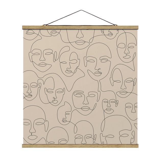 Foto su tessuto da parete con bastone - Line Art - Beauty Portraits in beige - Quadrato 1:1