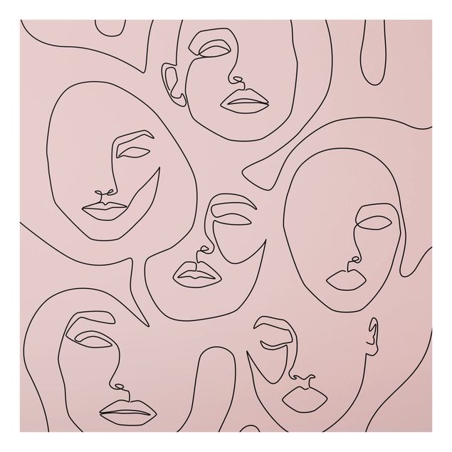 Quadro in vetro - Line Art - Beauty Portraits in rosa cipria