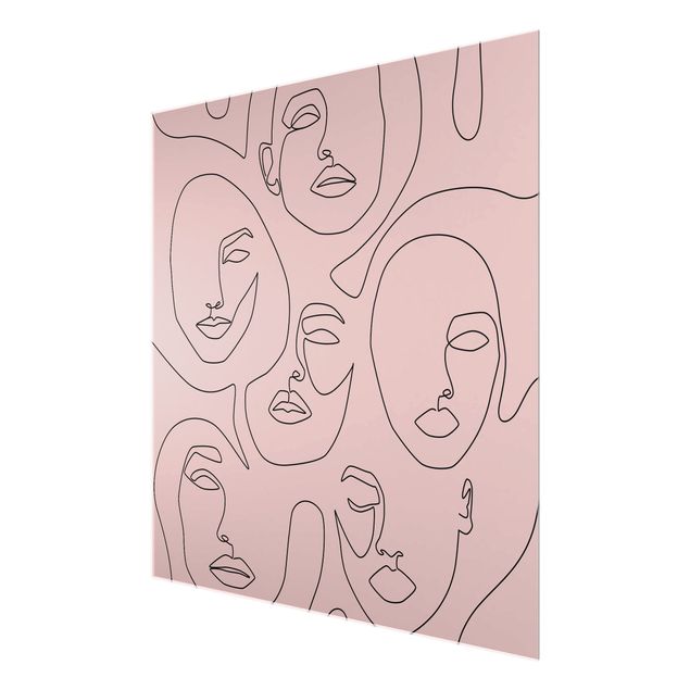 Quadro in vetro - Line Art - Beauty Portraits in rosa cipria