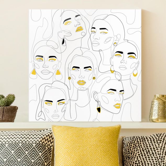 Madara Henina quadri Line Art - Beauty Portraits in giallo limone