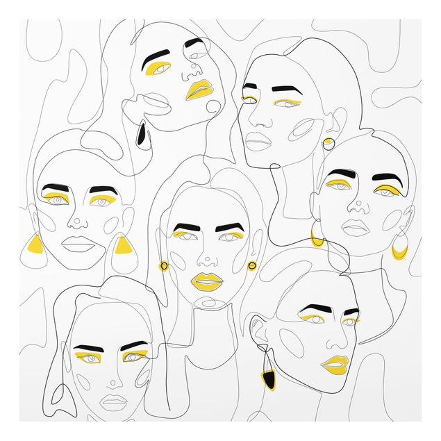Quadro in vetro - Line Art - Beauty Portraits in giallo limone