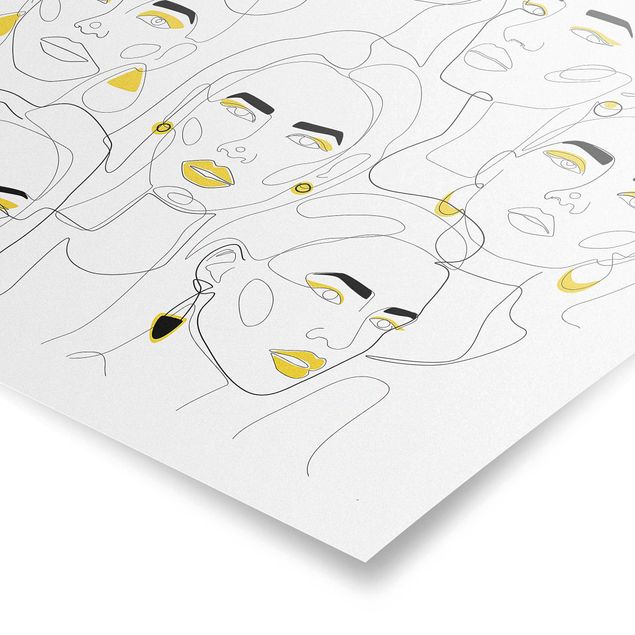 Poster riproduzione - Line Art - Beauty Portraits in giallo limone