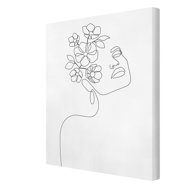 Stampa su tela - Line Art - Dreamy Girl Blossom - Formato verticale 3:4