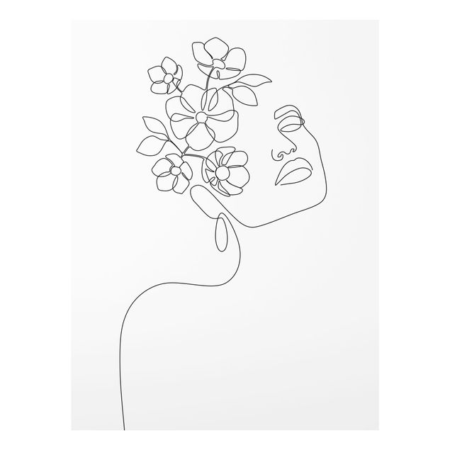 Quadro in vetro - Line Art - Dreamy Girl Blossom