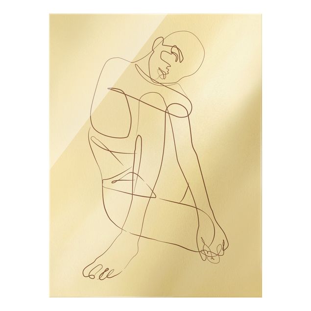 Quadro in vetro - Line Art - Donna seduta - Formato verticale