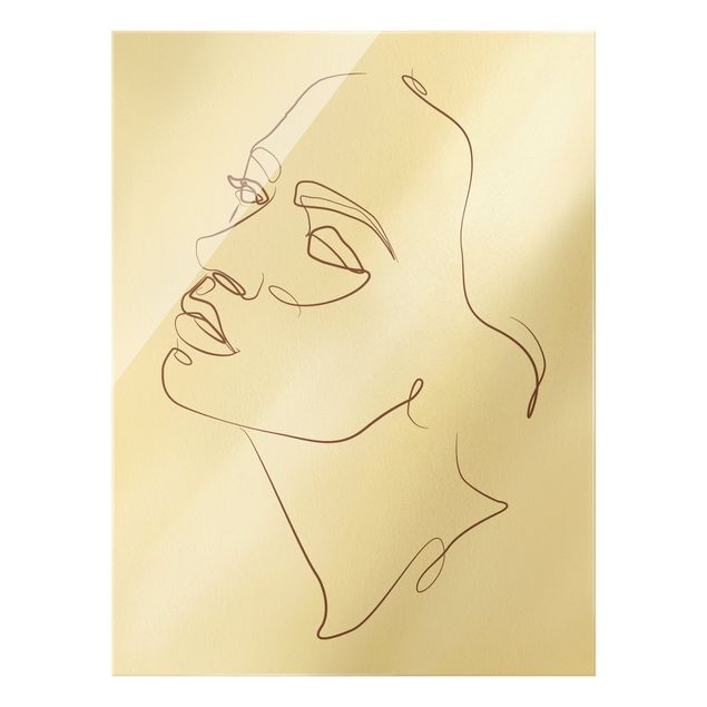 Quadro in vetro - Line Art - Donna dal viso sognante - Formato verticale