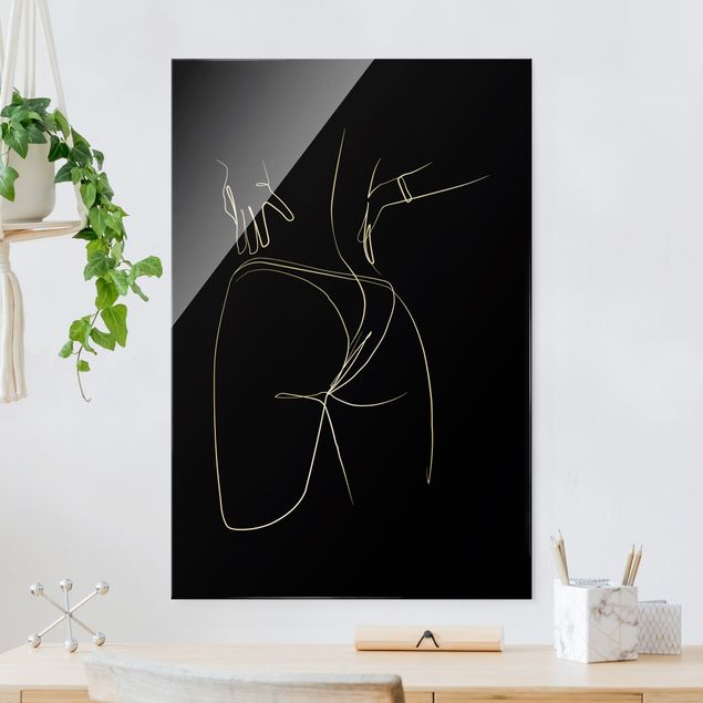 Lavagna magnetica vetro Line Art - Donna - Parte inferiore del corpo in nero