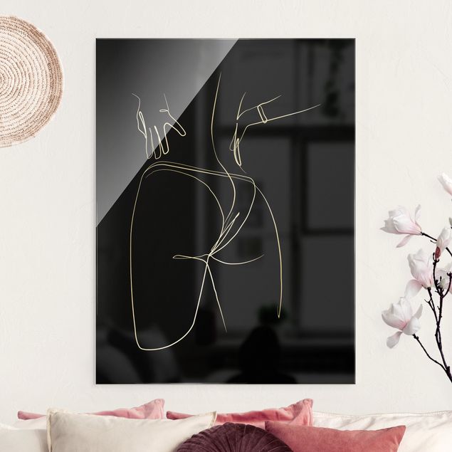 Lavagna magnetica vetro Line Art - Donna - Parte inferiore del corpo in nero
