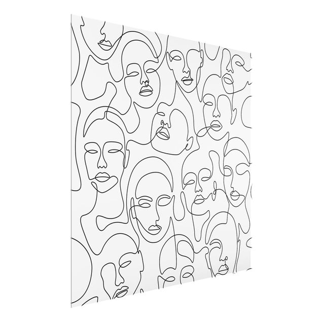 Quadro in vetro - Line Art - Girls Crowd