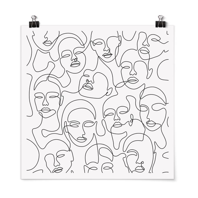 Poster riproduzione - Line Art - Girls Crowd