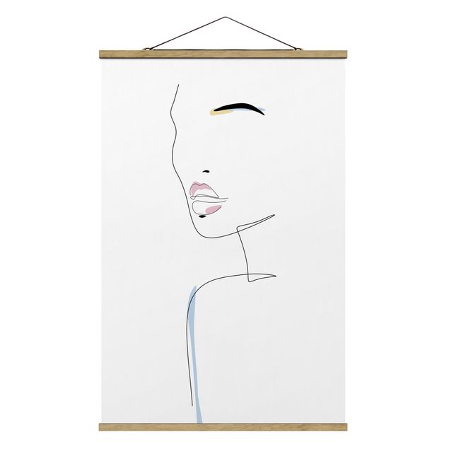 Foto su tessuto da parete con bastone - Line Art - Lips and Eyebrows - Formato verticale 2:3