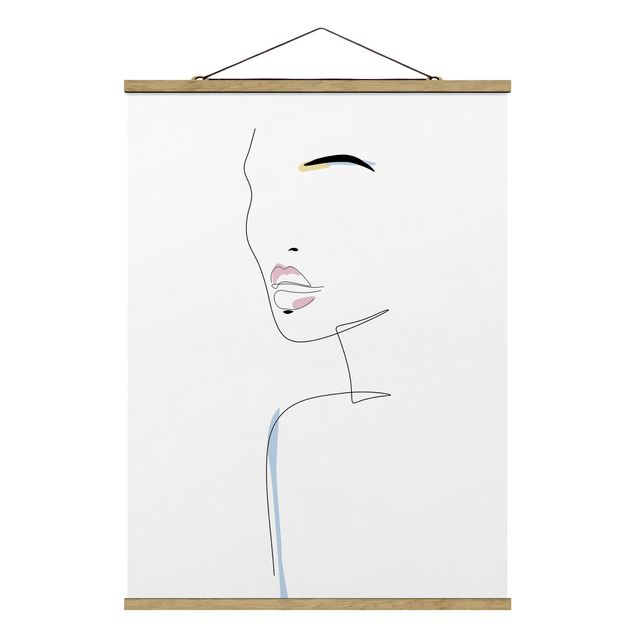 Foto su tessuto da parete con bastone - Line Art - Lips and Eyebrows - Formato verticale 3:4
