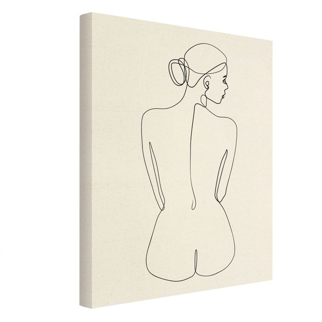 Stampe su tela Line Art - Nudo di schiena Bianco e Nero