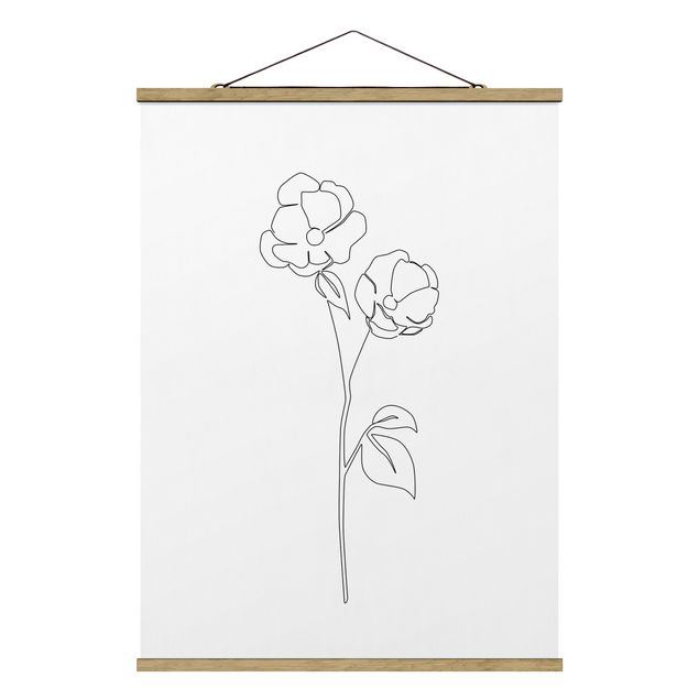 Foto su tessuto da parete con bastone - Fiori Line Art - Papavero in fiore - Formato verticale 3:4