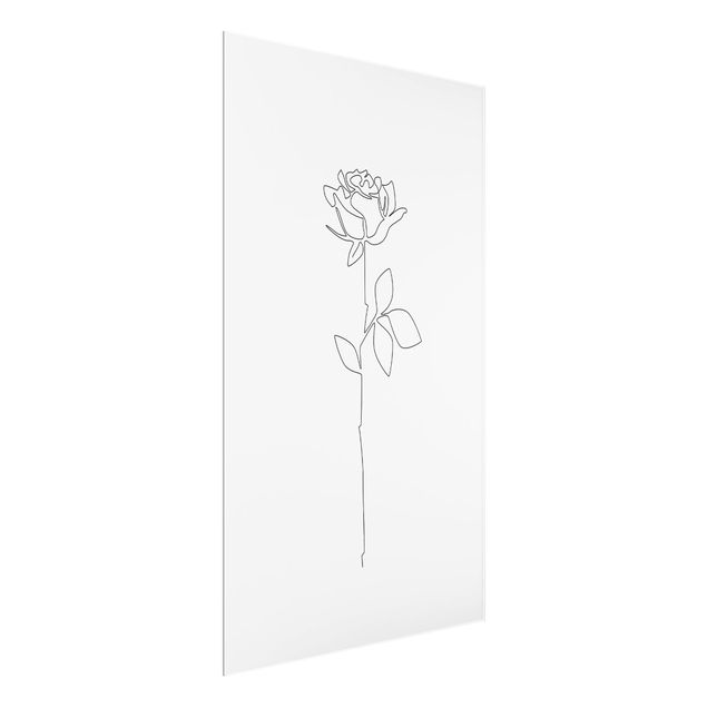 Quadro in vetro - Fiori Line Art - Rosa