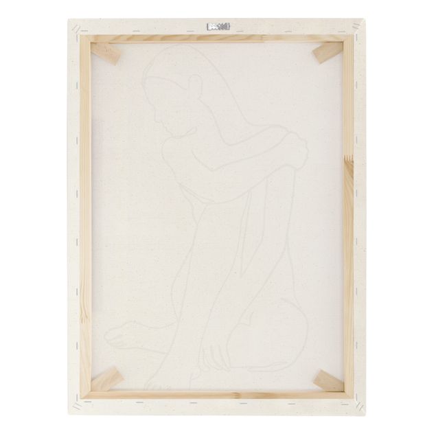 Quadro su tela naturale - Line Art nudo in bianco e nero - Formato verticale 3:4