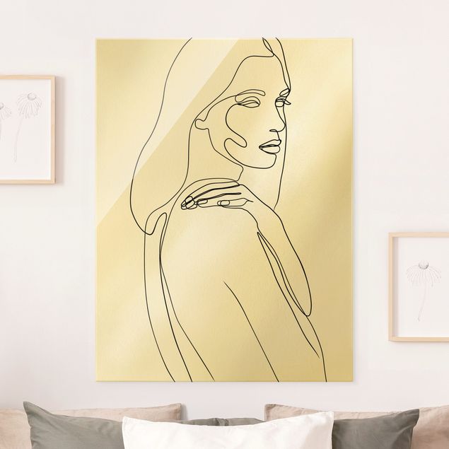 quadro astratto moderno Line Art - Donna spalla Bianco e Nero