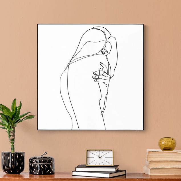 Quadro intercambiabile - Line Art nudo femminile di spalle bianco e nero