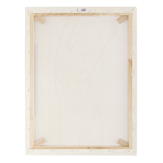 Quadro su tela naturale - Line Art nudo femminile in bianco e nero - Formato verticale 3:4