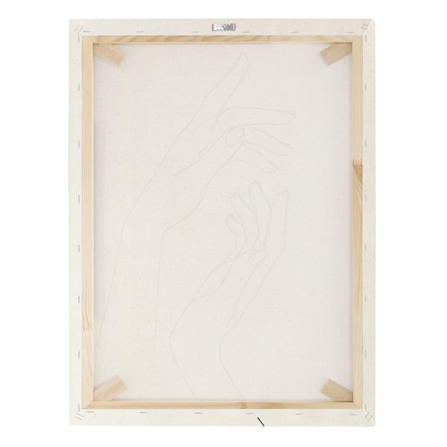 Quadro su tela naturale - Line Art mani - Formato verticale 3:4