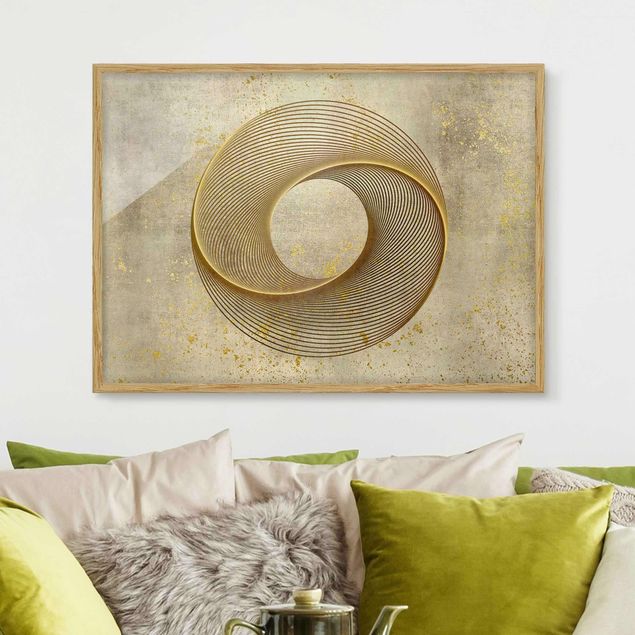 Poster con cornice - Spirale di cerchi Line Art in oro
