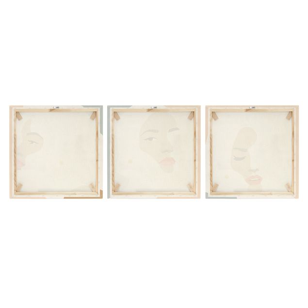Stampa su tela 3 parti - Line Art ritratto di donne in pastello set