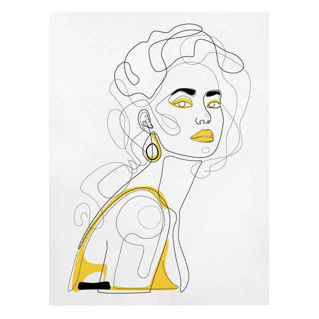 Stampa su tela - Ritratti Line Art - Rossetto al limone - Formato verticale 3:4