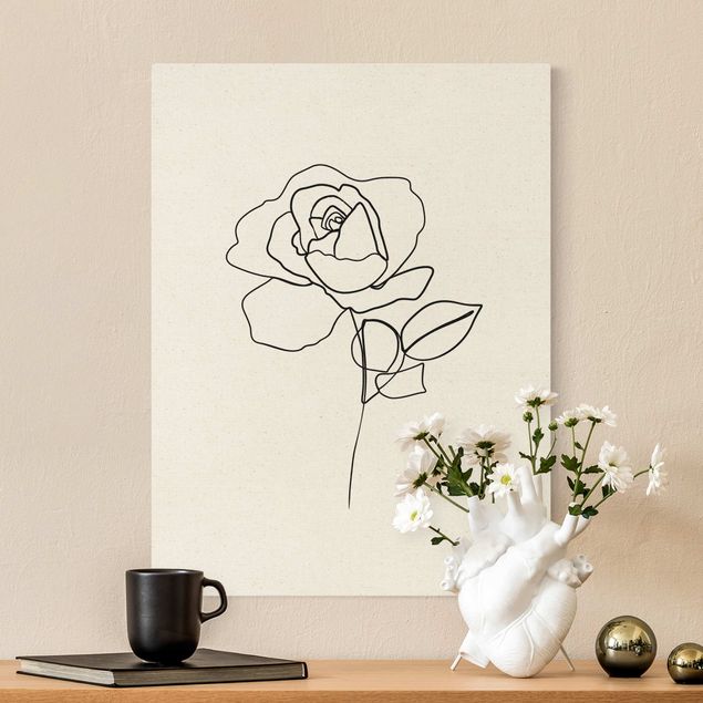 Tele rose Line Art - Rosa Bianco E Nero
