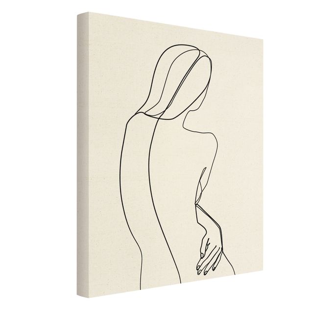 Stampe su tela Line Art - Donna di spalle Bianco e Nero