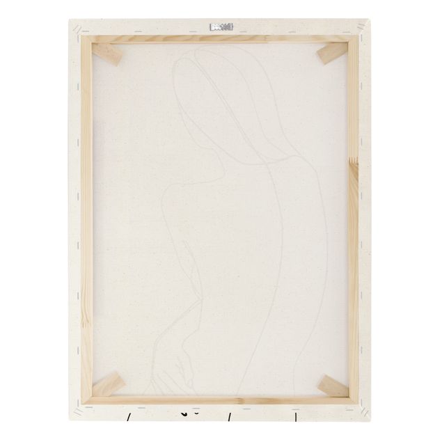 Quadro su tela naturale - Line Art schiena di donna in bianco e nero - Formato verticale 3:4