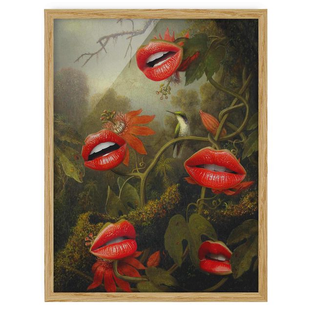 Poster con cornice - Labbra e giungla