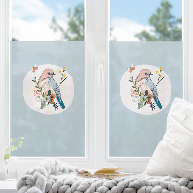 Pellicola per vetri con uccelli Lisa Dolson - Uccello in primavera II