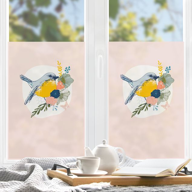 Pellicola per vetri con uccelli Lisa Dolson - Uccello in primavera