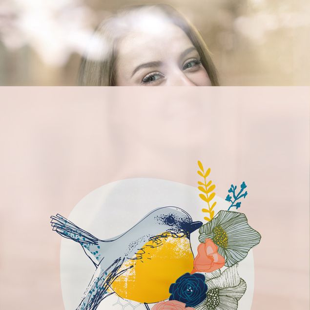 Pellicole per vetro Lisa Dolson - Uccello in primavera