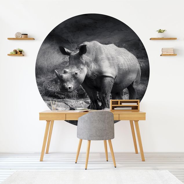Fotomurale rotondo Rinoceronte solitario