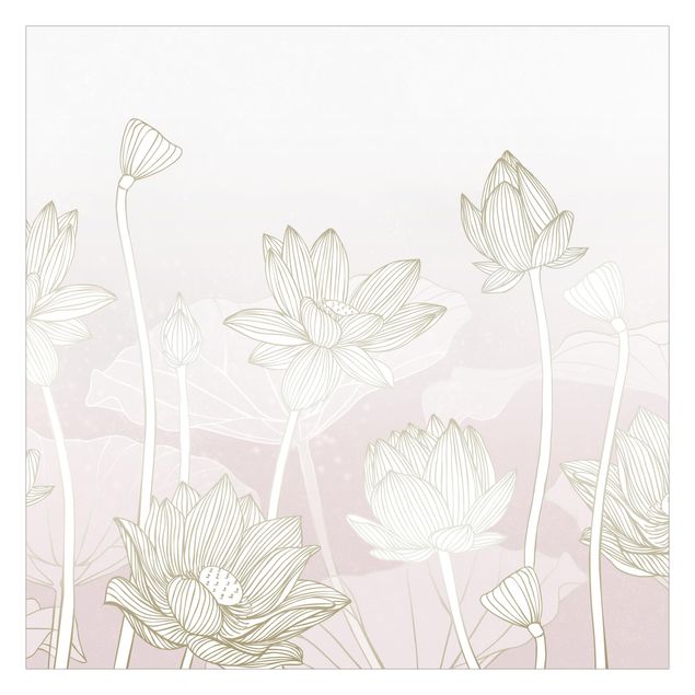 Carta da parati - Illustrazione di fiore di loto oro e rosa