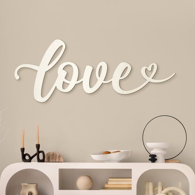decorazione da parete in legno love Handlettering