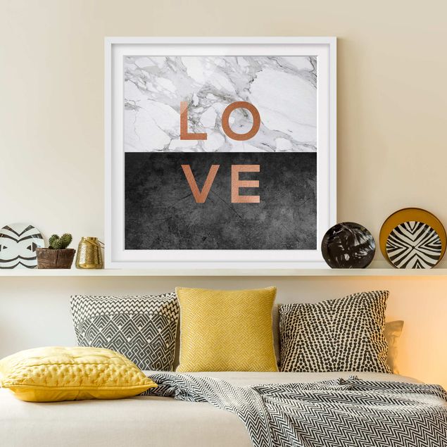 Poster con cornice - Love in rame e marmo