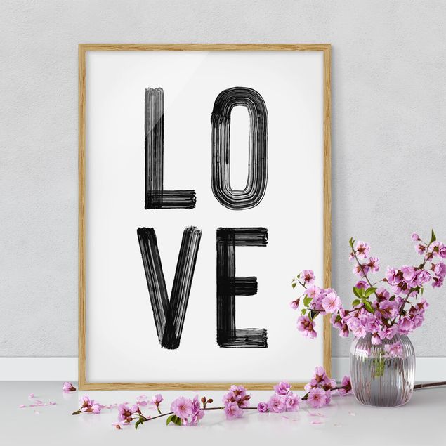 Poster con cornice - Love tipografia in nero