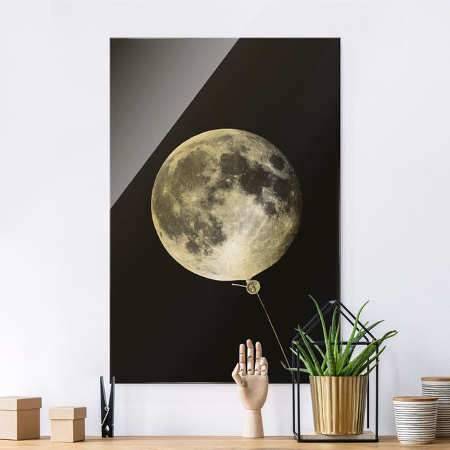 Lavagna magnetica in vetro Palloncino con luna