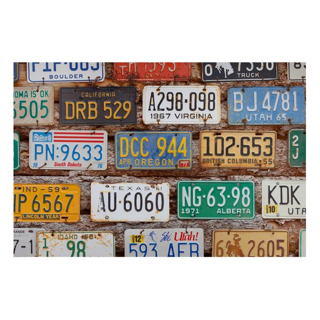 Lavagna magnetica - American License Plates On Wood - Formato orizzontale