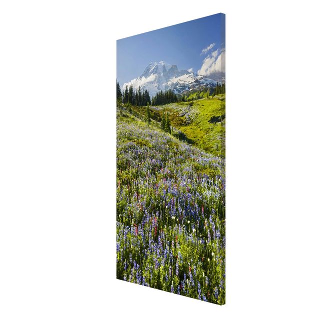 Lavagna magnetica - Mountain Meadow With Flowers In Front Of Mt. Rainier - Formato verticale 4:3